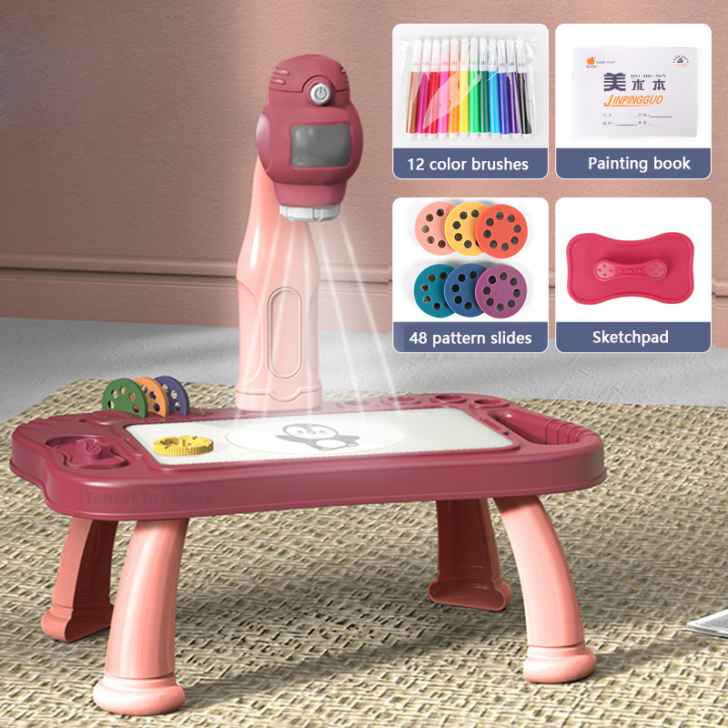 Kids Education Tablets - Akıllı projektör çocuklar boyama masa seti