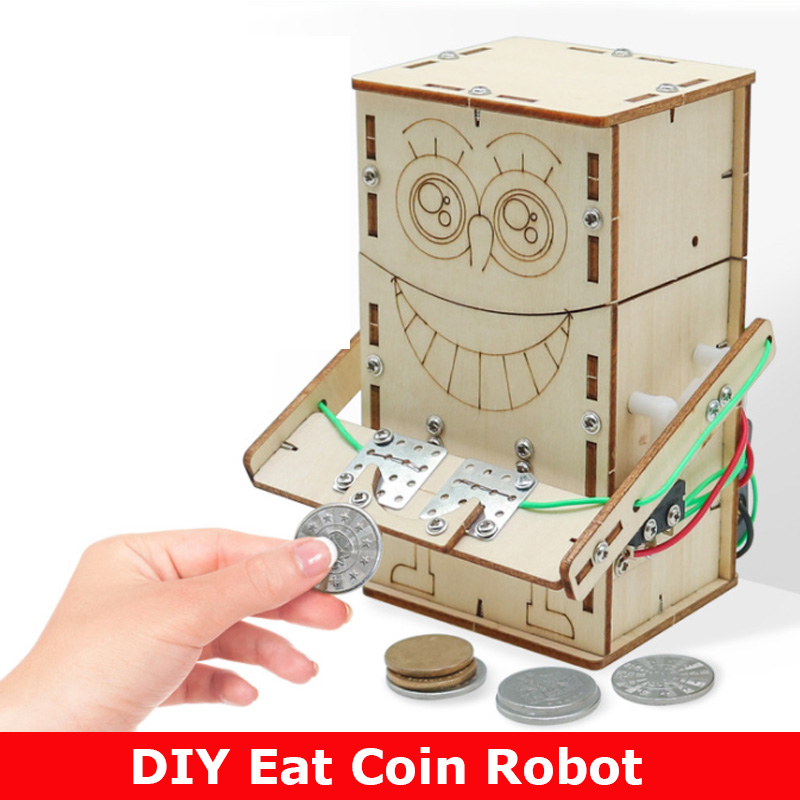 Kids Education Money - Ahşap Elektrikle Çalışan Yemek Para Robotu